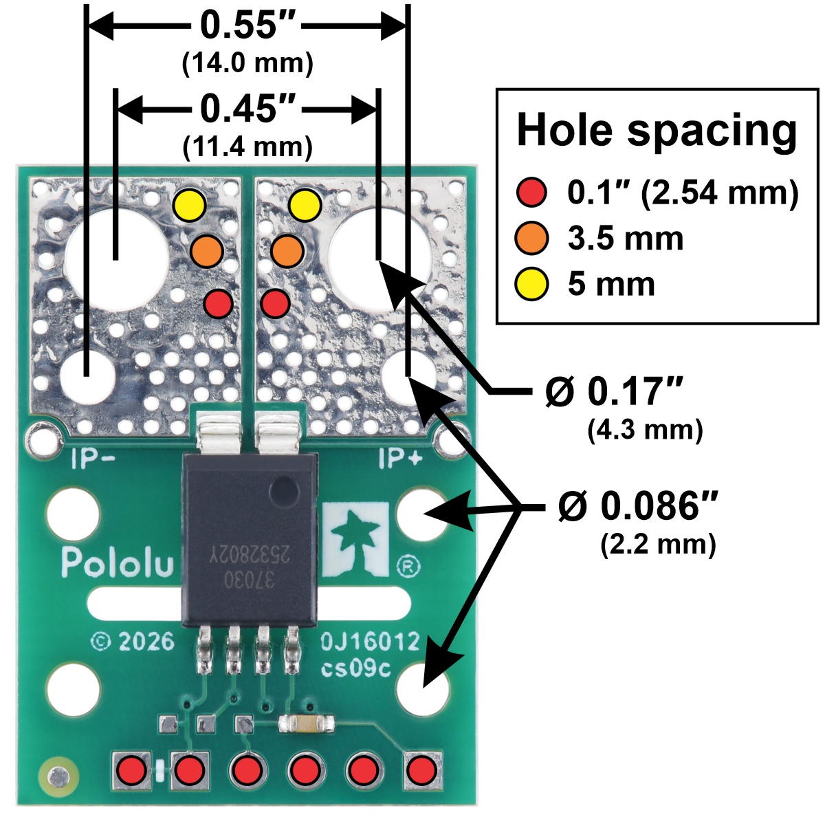 Pololu ACS37030MY Stromsensor-Modul -65 A bis +65 A, 3,3 V